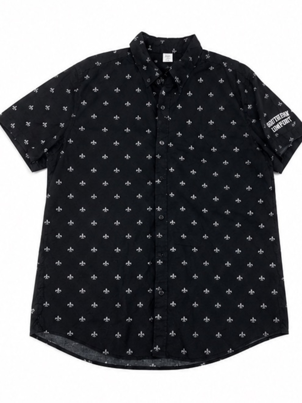 Black Fleur-de-Lis Button-Down Shirt